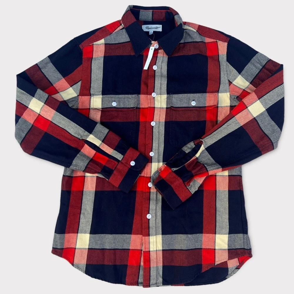 NWT Madewell Mens Long Sleeve Plaid Flannel Shirt Size M New Multicolor